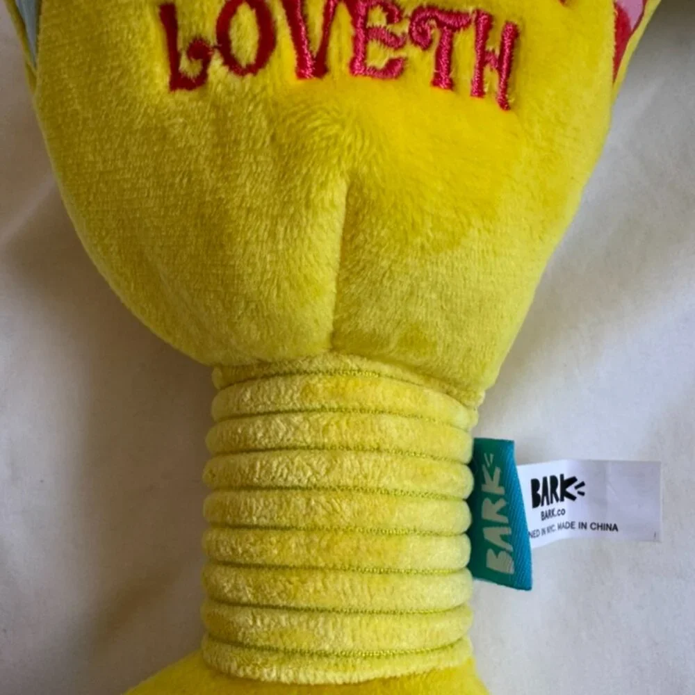 NWT Bark Box THE HOWLEY GRAIL Plush Dog Toy, Yellow + Blue, M-L (20+ lbs)